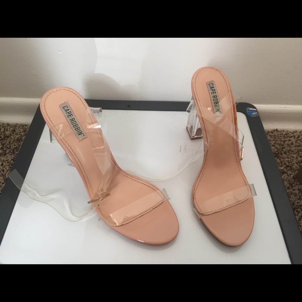 Clear strap heels open toe